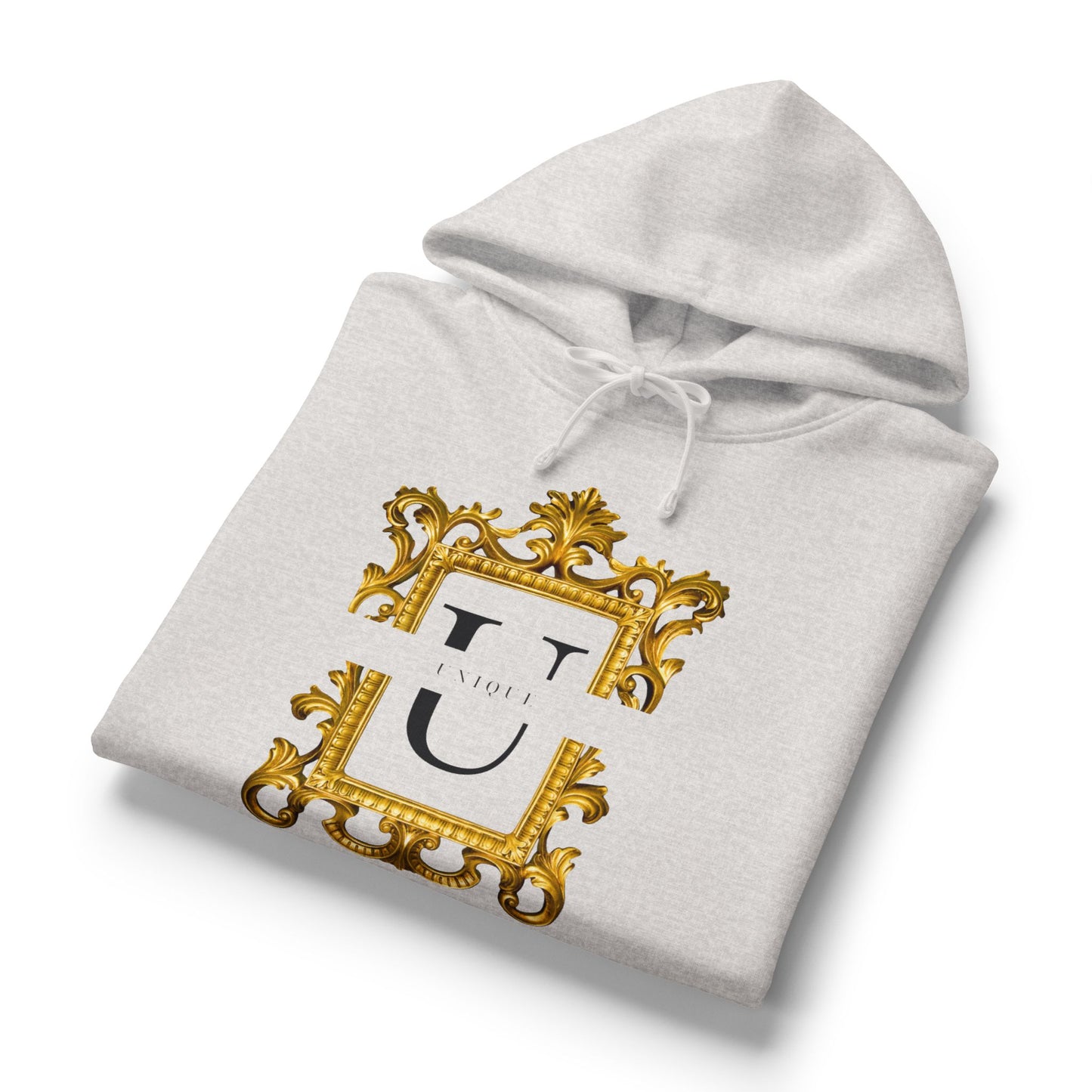 Nora Gold Monogram Hoodie — 'U' Crest with "Today and Tomorrow"