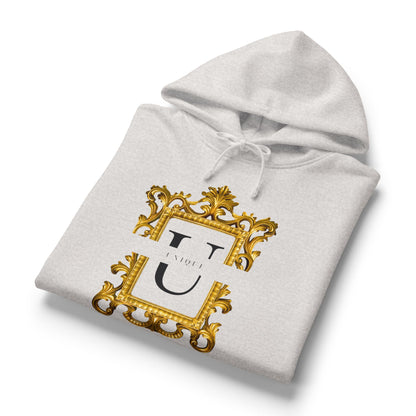 Nora Gold Monogram Hoodie — 'U' Crest with "Today and Tomorrow"