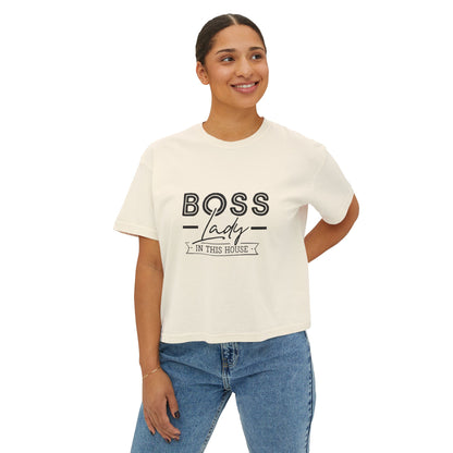 Boss Lady Boxy Tee - Casual Crop T‑Shirt for Women