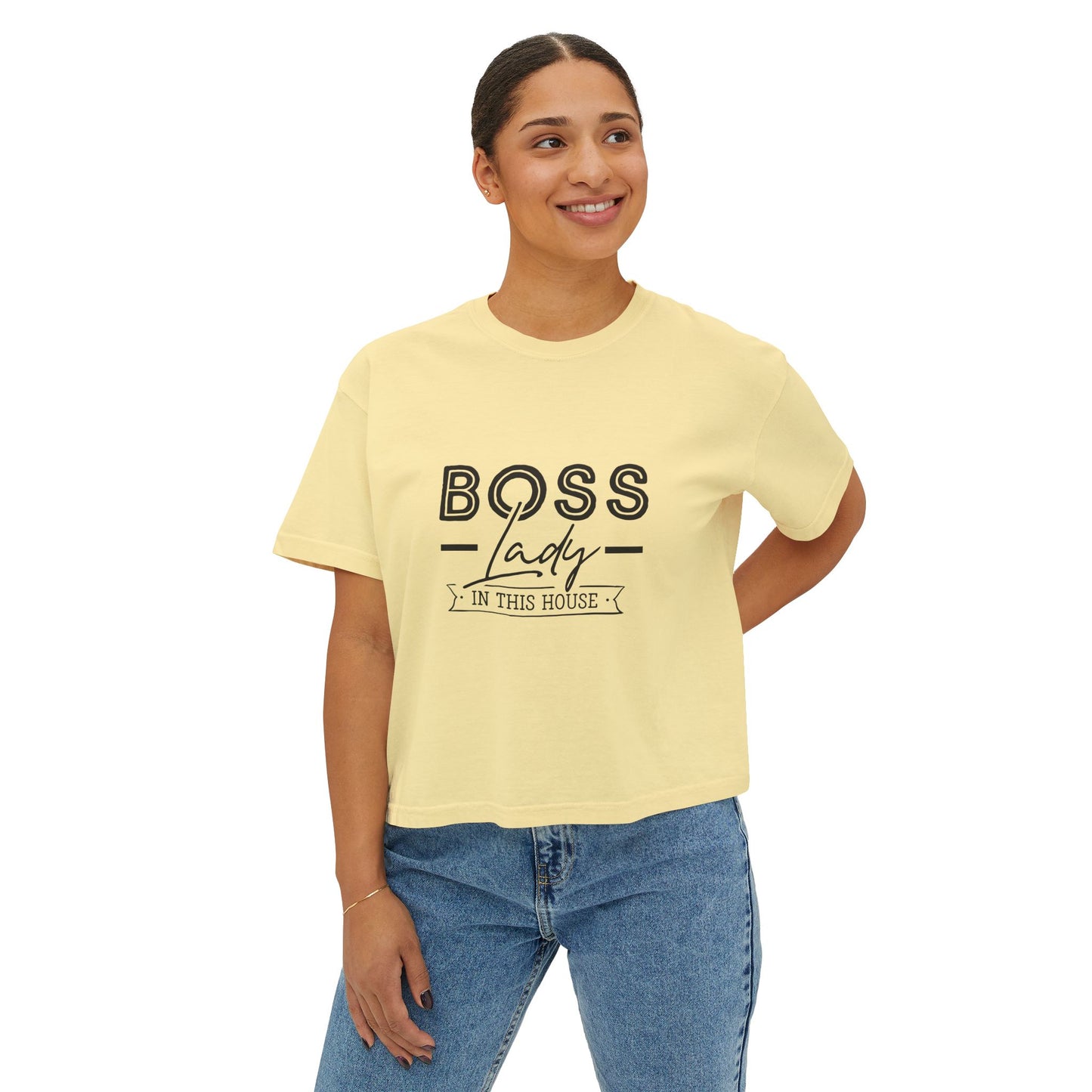 Boss Lady Boxy Tee - Casual Crop T‑Shirt for Women