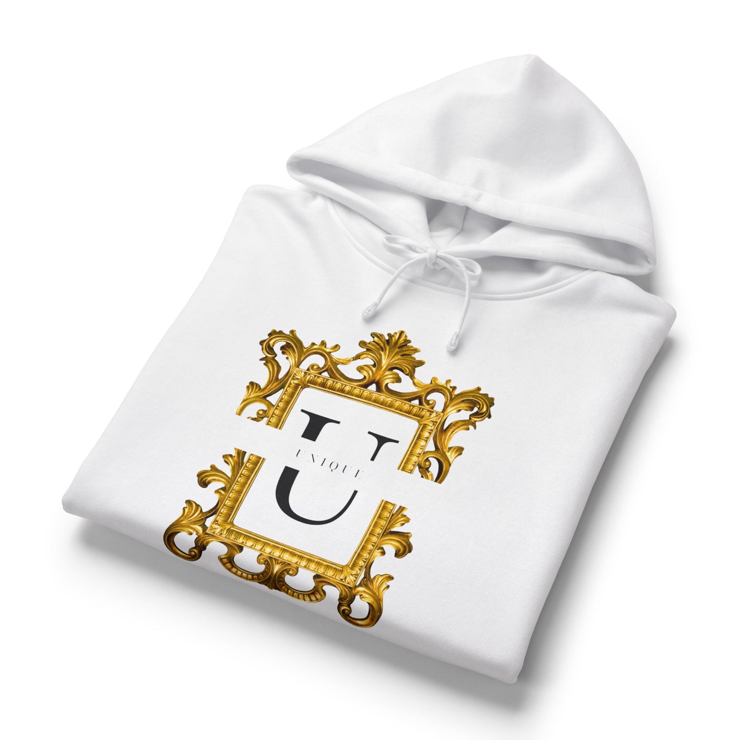 Nora Gold Monogram Hoodie — 'U' Crest with "Today and Tomorrow"