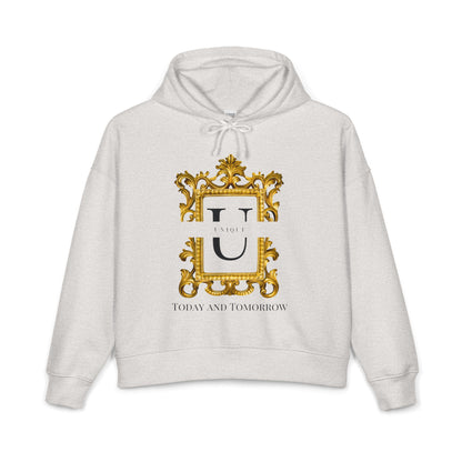 Nora Gold Monogram Hoodie — 'U' Crest with "Today and Tomorrow"