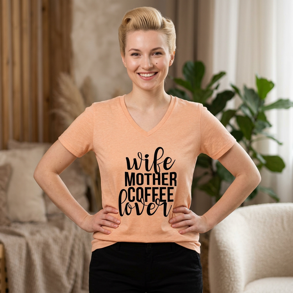 Wife Mother Coffee Lover V-Neck Tee