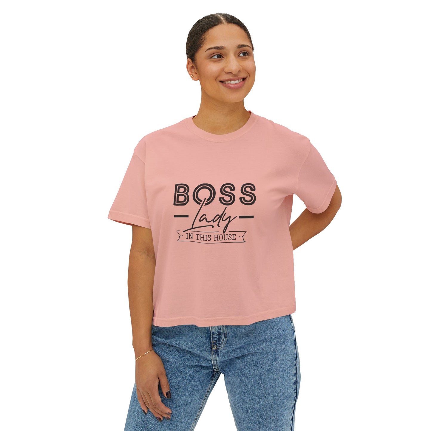 Boss Lady Boxy Tee - Casual Crop T‑Shirt for Women