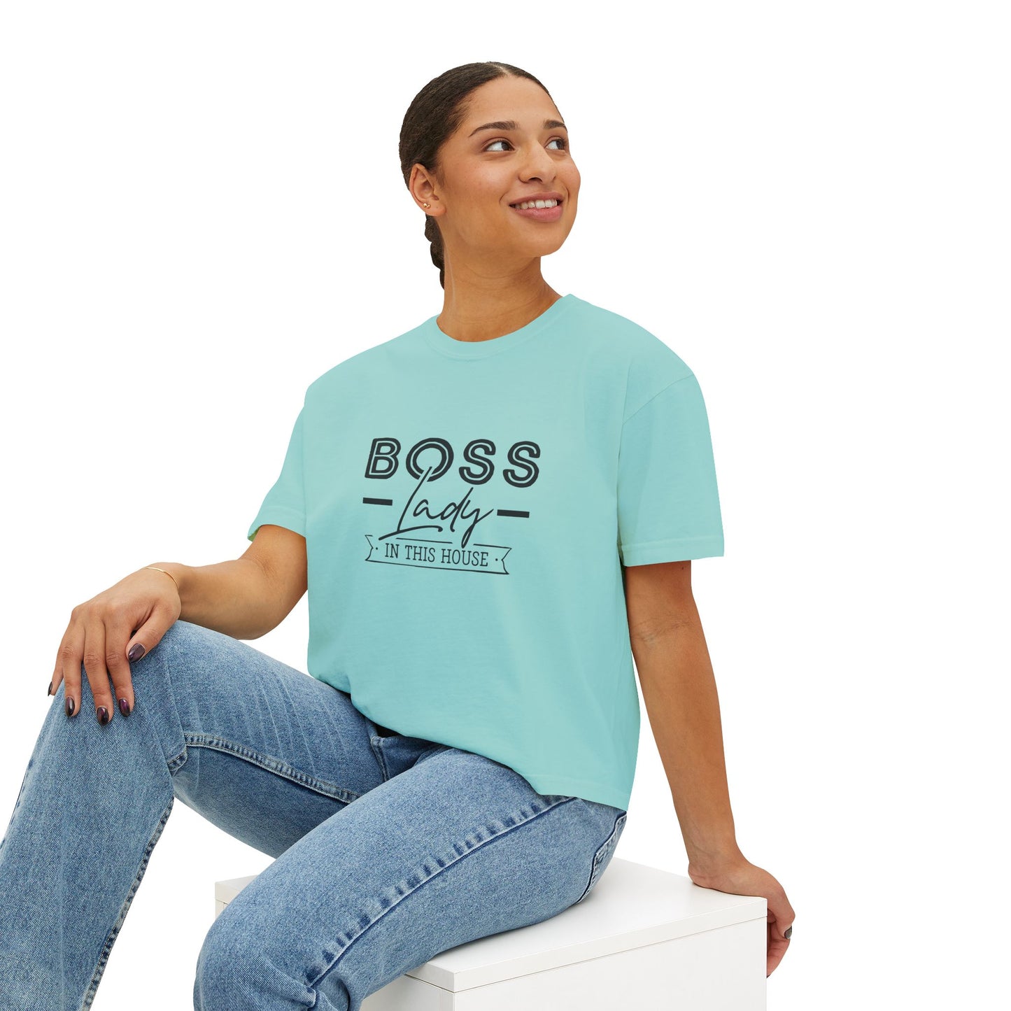 Boss Lady Boxy Tee - Casual Crop T‑Shirt for Women