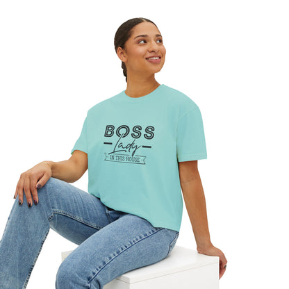 Boss Lady Boxy Tee - Casual Crop T‑Shirt for Women