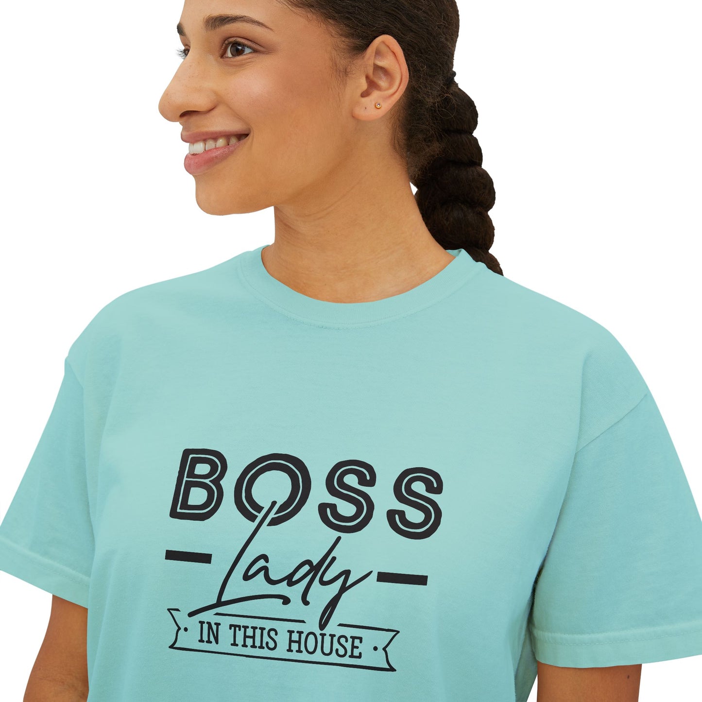 Boss Lady Boxy Tee - Casual Crop T‑Shirt for Women