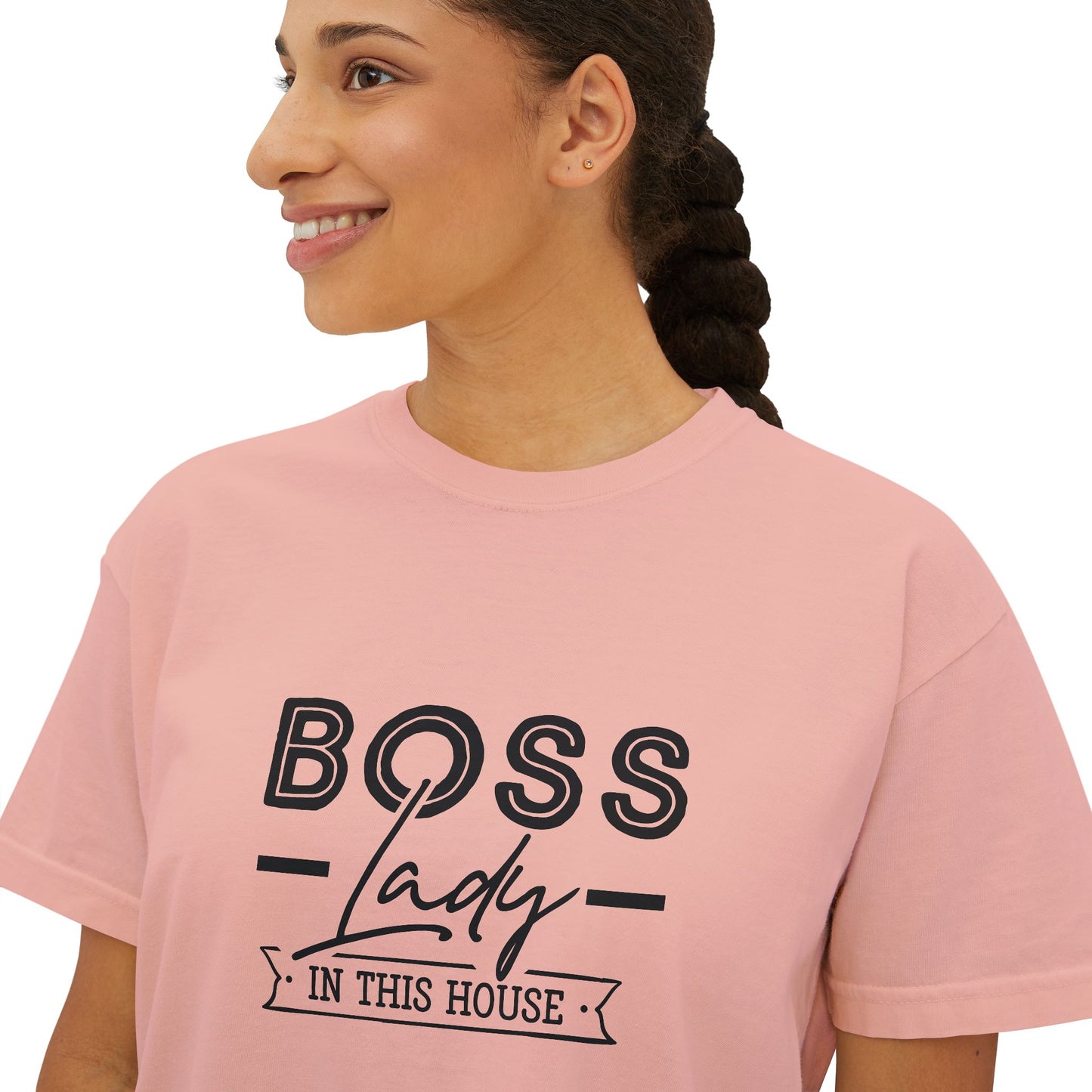 Boss Lady Boxy Tee - Casual Crop T‑Shirt for Women
