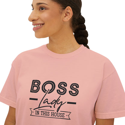 Boss Lady Boxy Tee - Casual Crop T‑Shirt for Women