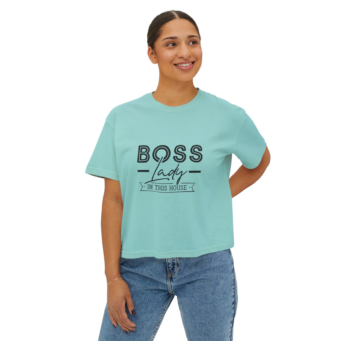 Boss Lady Boxy Tee - Casual Crop T‑Shirt for Women