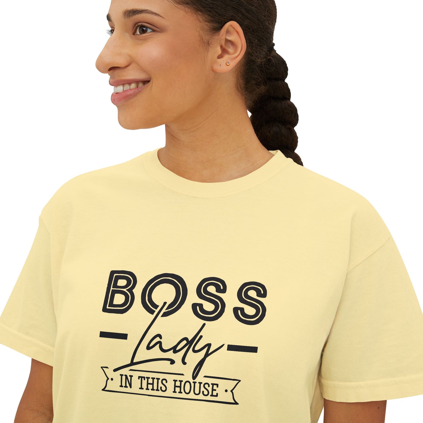 Boss Lady Boxy Tee - Casual Crop T‑Shirt for Women