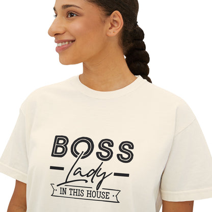 Boss Lady Boxy Tee - Casual Crop T‑Shirt for Women