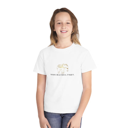 "Smart Beautiful Unique" Girls' Graphic T-Shirt – Elephant Design