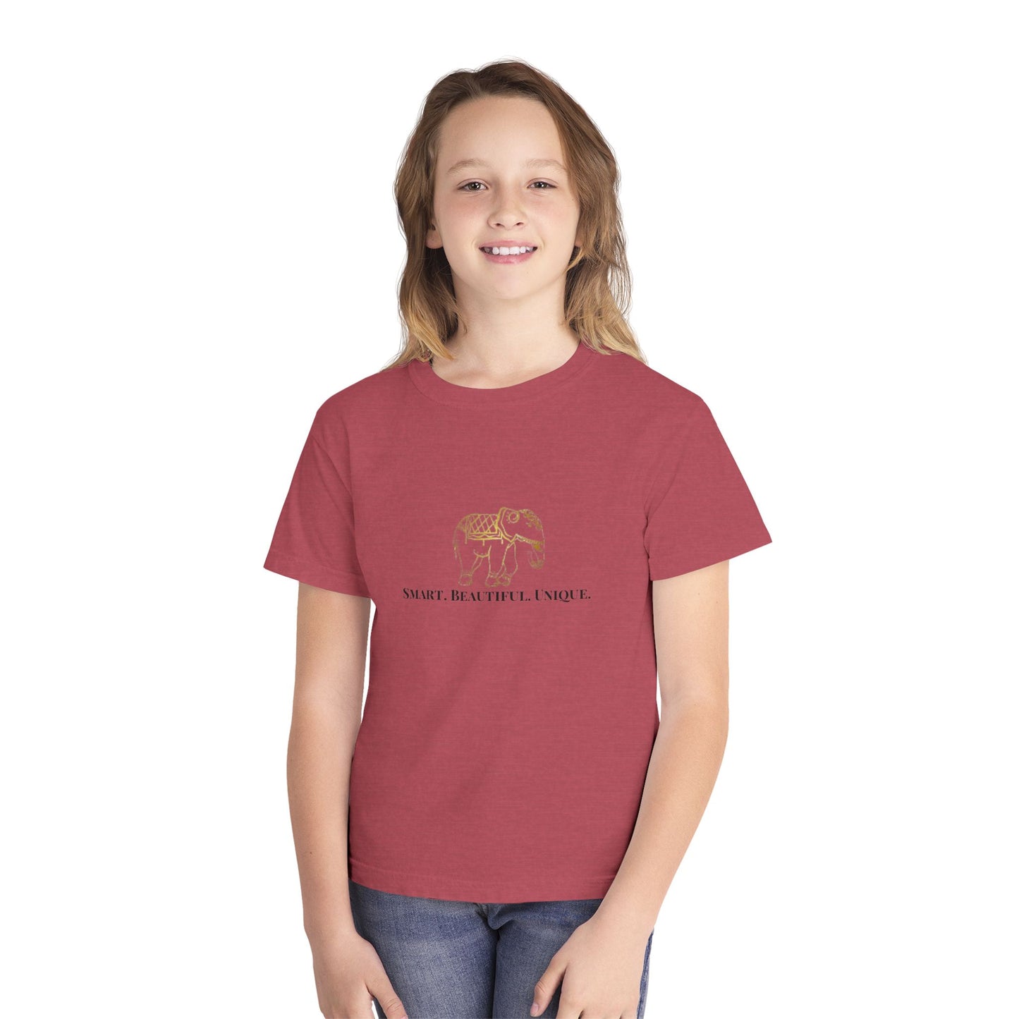 "Smart Beautiful Unique" Girls' Graphic T-Shirt – Elephant Design