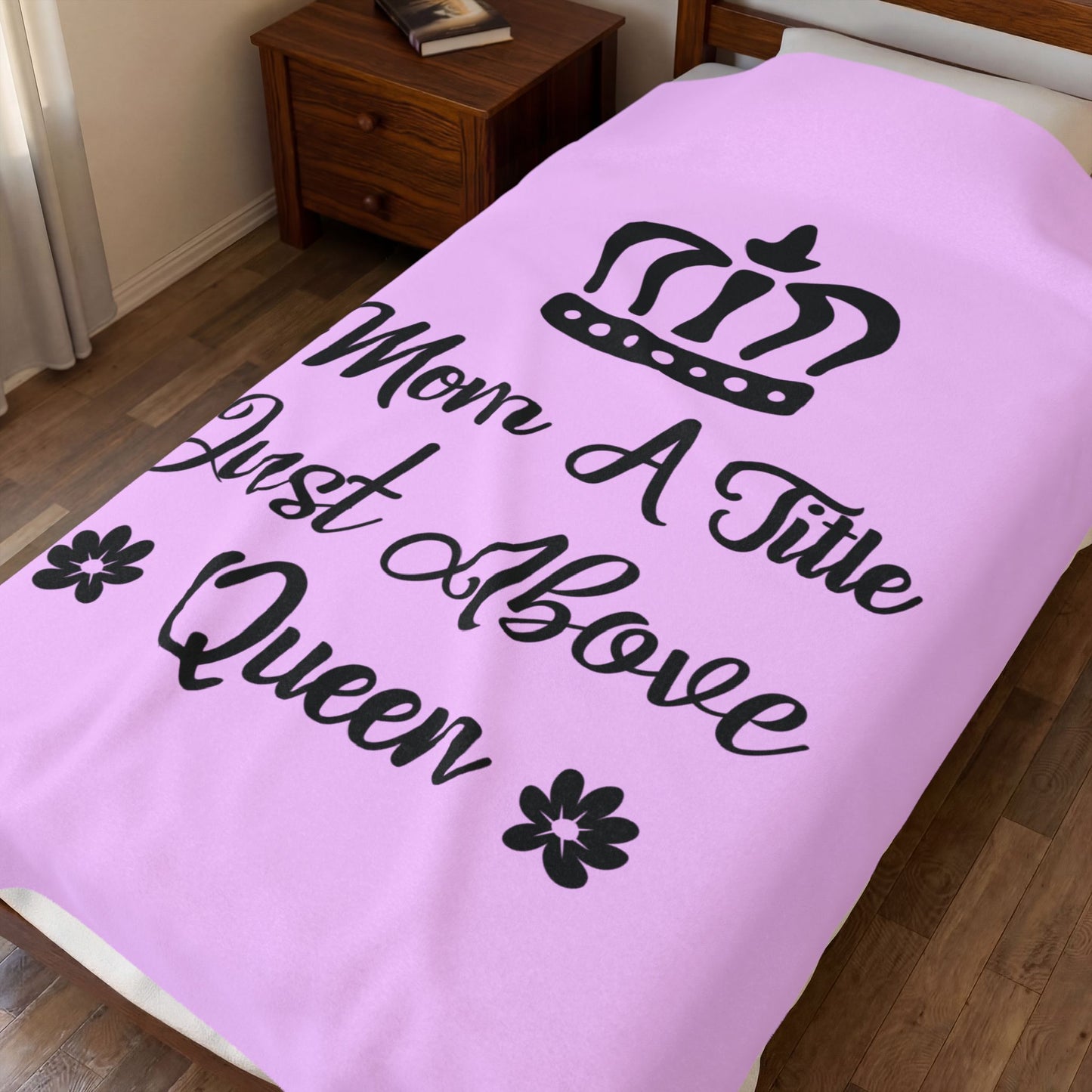 Mom A Title Just Above Queen Plush Blanket — Velveteen Mother's Day Throw
