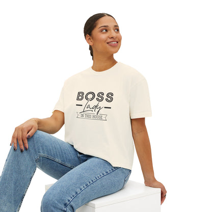 Boss Lady Boxy Tee - Casual Crop T‑Shirt for Women