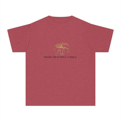 "Smart Beautiful Unique" Girls' Graphic T-Shirt – Elephant Design