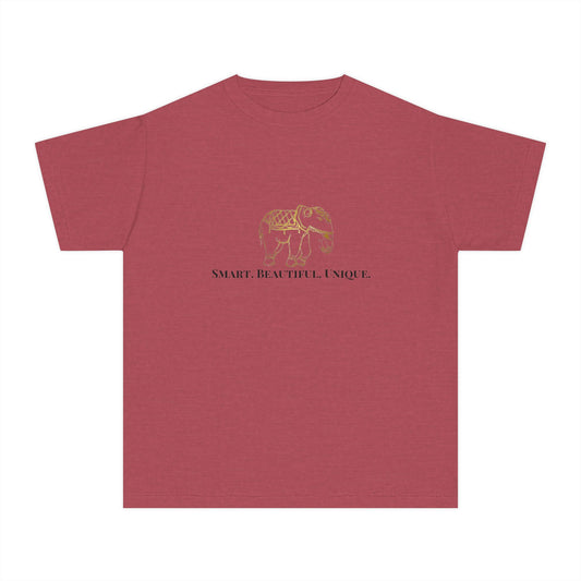 "Smart Beautiful Unique" Girls' Graphic T-Shirt – Elephant Design
