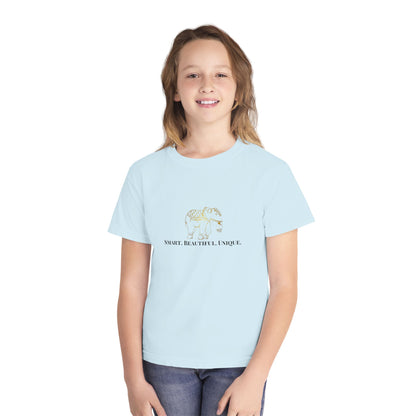 "Smart Beautiful Unique" Girls' Graphic T-Shirt – Elephant Design